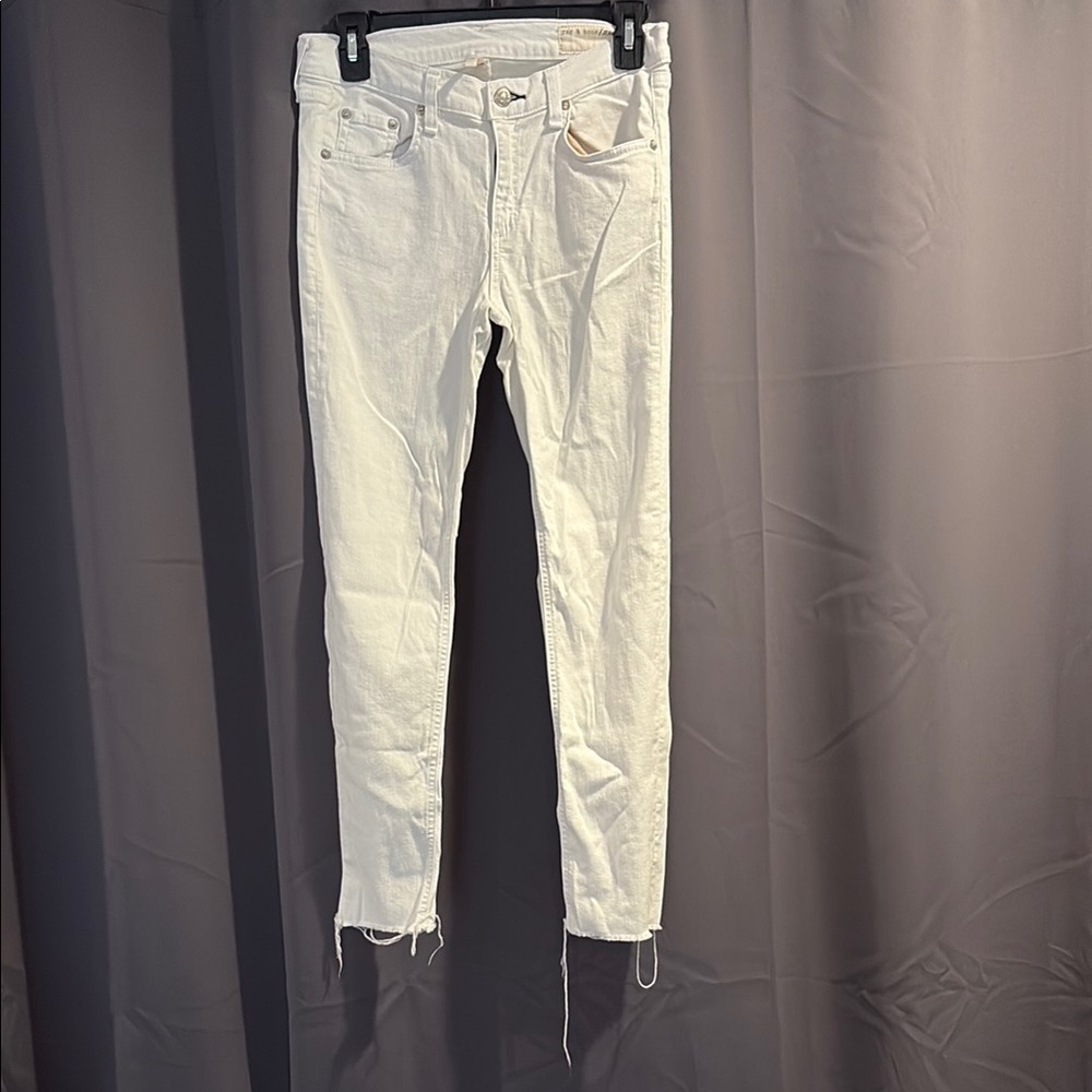 Rag & Bone White Frayed Hem Jeans